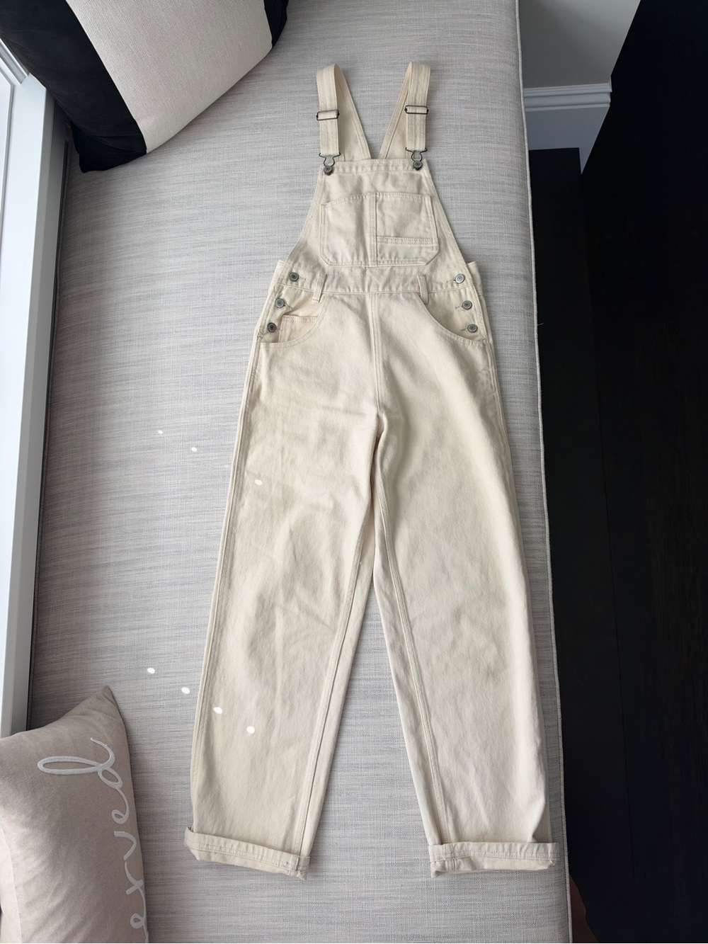 Women's Brandy Melville Cream Denim Overalls